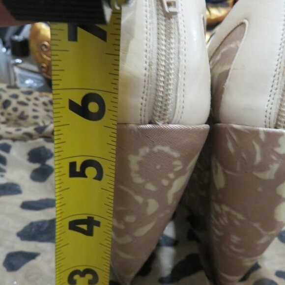 Nicholas Kirkwood Tan Nude Italian Leather & Floral Velvet Lace Platform Wedge 6 - Picture 8 of 16